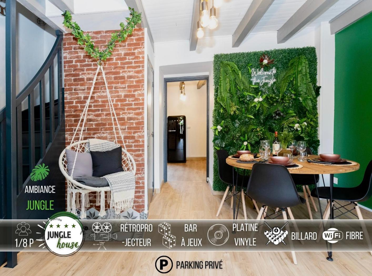 Maison "Jungle House" 90 M2 Billard, Retroprojecteur, Bar A Jeux , Vinyle, Wifi Fibre, Ideal Pro & Famille A Montbrison Esterno foto